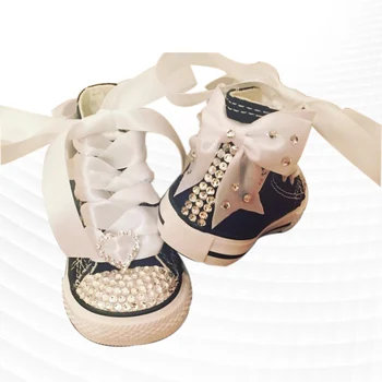 Модерен дизайн, чувство за индивидуалност, планински кристал, лък, лента, парусиновая обувки, удобни подходяща обувки за родители и деца