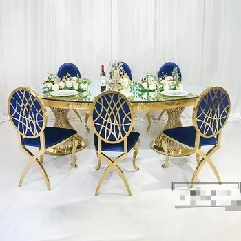 Модерен златна сватба стол от неръждаема стомана за ресторанти и банкет с кръгла облегалка
