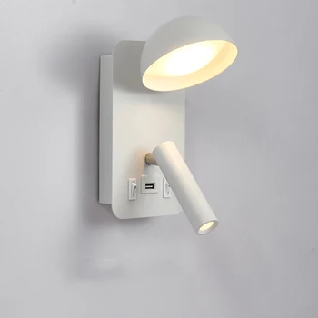 Модерният led, с монтиран на стената лампа за помещения с превключвател, Прикроватное осветление за спалня, USB интерфейс за зареждане, лампа за четене в дневната, кабинета, Luminaria