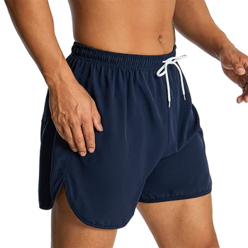 Мъжки бързо съхнещи спортни къси панталони с еластичен ластик на талията, дишащи шорти-боксерки за фитнес, тичане, Удобни плътно прилепнали шорти
