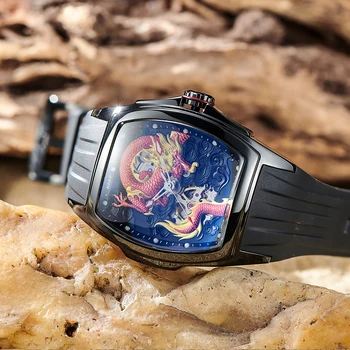 Мъжки Луксозен часовник REEF ТИГЪР с виртуален скелет на Дракон, механичен Автоматичен часовник самостоятелно ликвидация, Светещи Водоустойчив reloj de hombre