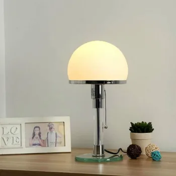 Настолна лампа Wilhelm LED, Дизайнерска лампа Баухаус, Нощно шкафче за спалня в скандинавски стил, проста стъклена настолна лампа за дневна, уникални осветителни тела