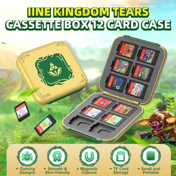 НОВА Златисто-зелен Дек скоростна Zelda: Tears of the Kingdom, калъф за 12 карти, Съвместими игри карти Nintendo Switch