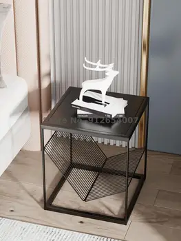 Нощно шкафче малък минималистичен дизайн, усещане за висок клас ширина 40 см, модерен минималистичен шкафче от ковано желязо, нощно шкафче за спалня