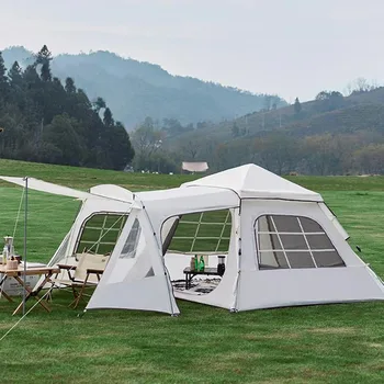 Палатка за нощуване на открито с навес, Автоматична быстрораскрывающаяся палатка, Преносим непромокаемая солнцезащитная палатка за пикник, разходки, самостоятелни пътувания