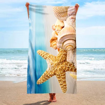 Плажна кърпа под формата на мивки морска звезда, Нежна кърпи за баня от микрофибър За деца и Възрастни, Меко Одеяло за почивка на море, Дом декор за хола, Плуване