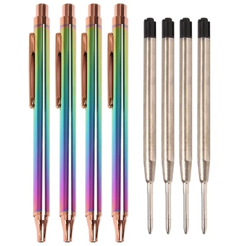 Прибиращи химикалки, луксозна метална писалка Rainbow Click, черно мастило химикалки 1.0 mm писмено масата, офис аксесоари
