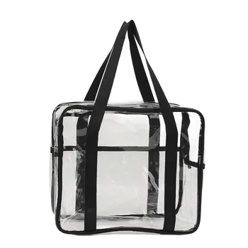 Прозрачната чанта Черна Мултифункционална Прозрачна чанта през рамо от подсилена PVC плат с регулируема дышащим каишка за пътуване