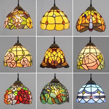 Реколта висящи осветителни тела от витражного стъкло Tiffany, Средиземноморската турска мозайка, Окачена лампа за кухня, всекидневна, бар, домашен декор