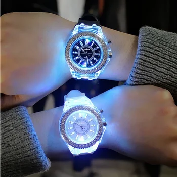 Светлинен индивидуален планински кристал, корейски моден тренд Harajuku, студентски двойка, желейные кварцов часовник Inteligente