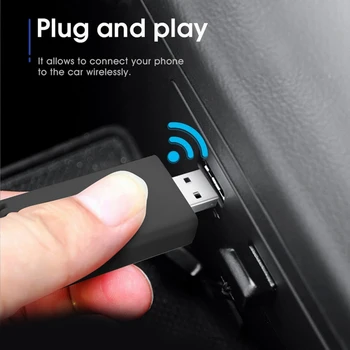 Се свързва към безжичен адаптер CarPlay 5V BT5.0, безжичен ключ Carplay, USB адаптер, щепсела и да играе, автоаксессуарам