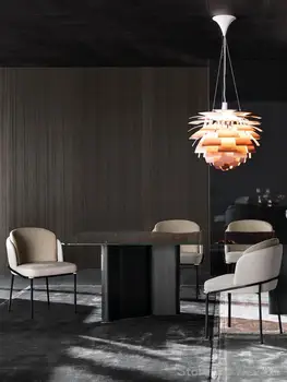 Скандинавски постмодернистский лесен дизайн за лесен луксозен потребителска маса за хранене, стол, направен от желязо, метални клубния стол за почивка