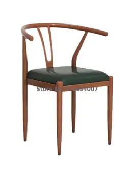 Трапезария стол в скандинавски стил, домакински y-образен стол с железен стол, стол Taishi, лесен околовръстен стол, имитация на масив дърво, китайски ресторант, чай с мляко
