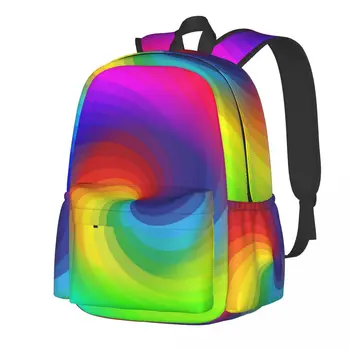 Художествени раница Rainbow Завъртете цветна естетически раници за момчета и момичета, улични големи училищни чанти за училище, Дизайнерски раница