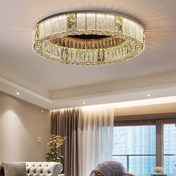 2023 Релефно Кристална кръг, led таван осветление за всекидневната, Модерен и Луксозен начало декор, През тавана лампа за спални, полилеи