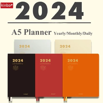 2024 Kinbor Agenda Plan Записная Награда A5 ПУ Самодисциплинированный Перфоратор Ефективността Два Дни Ежедневно Водене на дневник На една Страница papeleria Подарък