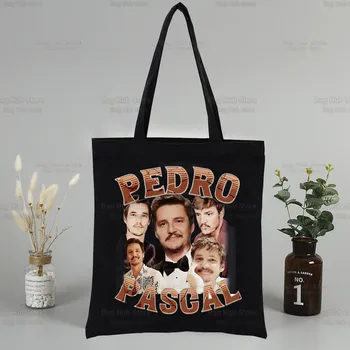 Pedro Pascal My Boy Friend Черна чанта-тоут Унисекс Холщовые чанти, Пазарски чанти Ежедневна чанта през рамо Сгъваема