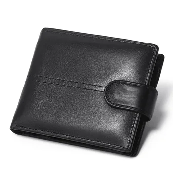 Rfid Блокиране на мъжки портфейл от естествена кожа с джоб за монети в чантата си за долара, мъжки портфейл от естествена кожа