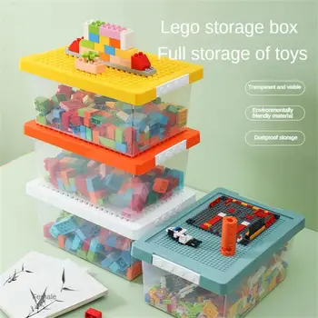 Кутия за съхранение на играчки от градивен елемент, е Детска играчка, 36,5x24,5x17 см, Кутия за съхранение, Сигурна Прозрачна Кутия За Съхранение на Блокове, Инструменти За Съхранение на Pp