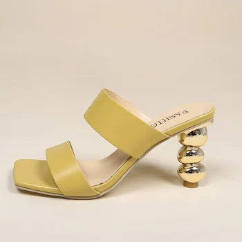 сандали дамски Летни Нови Модни Ежедневни Чехли от Изкуствена Кожа, Универсални обувки На висок Ток, Разноцветни Обувки с мека Подметка във формата на Тиква