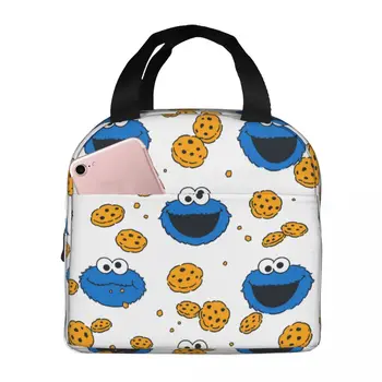Чанта за обяд за жени, деца, термоохладитель Cookie Monster, Преносим чанта за пикник, пътна холщовая чанта за Bento